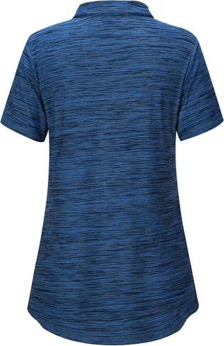Vista 3 de Viracy Polo de golf con cuello en V para mujer, manga corta, secado rápido, para entrenamiento