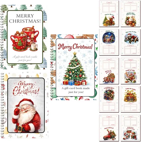 Vista 12 de Christmas Gift Card Book Spiral Bound Holder, 10 Pages，3PCS-A