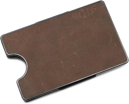 Vista 6 de Storus Billetera inteligente de piel, delgada, minimalista, con bloqueo RFID, clip para dinero, para hombres, regalo, padrinos de boda, graduación