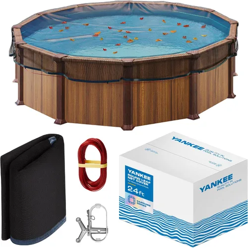 Vista 10 de Yankee - Cubierta de red de hojas para piscina redonda sobre el suelo de 12 pies, resistente de 0.15 pulgadas, red para proteger de hojas, desechos