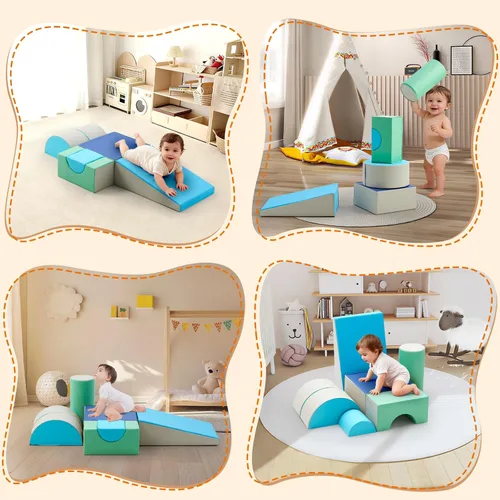 Vista 6 de Juguetes de escalada para niños pequeños para interiores, bloques de escalada de espuma de 5 piezas, juego de escalada suave para niños de 1 a 3