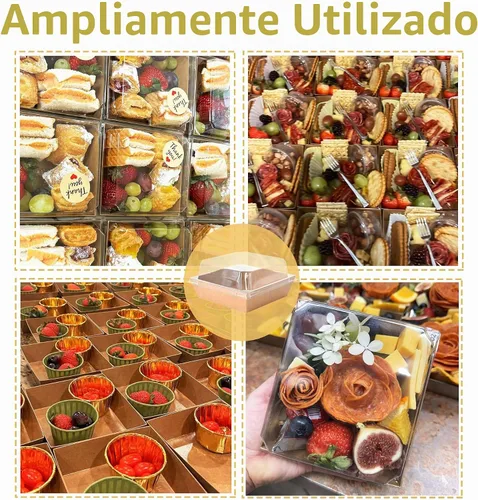 Vista 4 de XININSUN Cajas pequeñas de embutidos con tapas transparentes, mini caja de papel para llevar, recipientes de alimentos desechables, cajas de postre