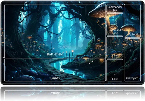 Vista 38 de Tapete de juego para MTG, tapete de juego de cartas, base de goma antideslizante y cosido, tapete de juego TCG de 24 x 14 pulgadas para MTG y otros