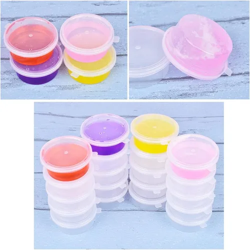 Vista 5 de GWHOLE Recipientes de slime con tapas, paquete de 20 recipientes pequeños de plástico reutilizables para almacenamiento de materiales de slime