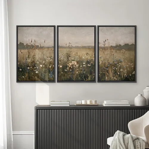 Vista 262 de SIGNWIN Lienzo enmarcado para pared, juego de arte pastel con cadena montañosa, bosque, niebla, naturaleza silvestre, ilustraciones modernas, arte
