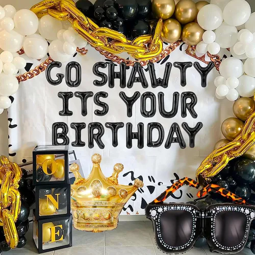 Vista 3 de Black Go Shawty - Decoración de cumpleaños de principios de los años 2000, hip hop, suministros de decoración de cumpleaños de broma para cumpleaños