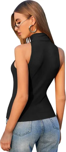 Vista 2 de Verdusa Camiseta sin mangas con cuello de tortuga para mujer