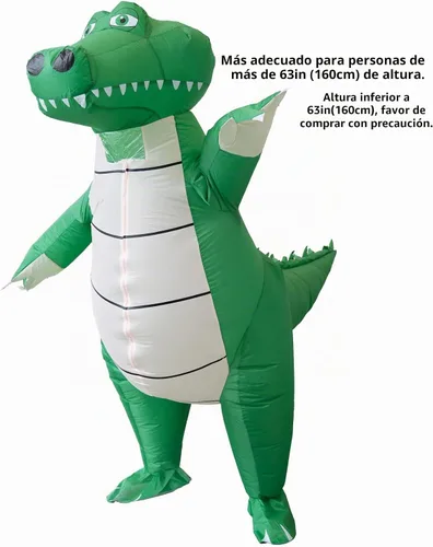 Vista 3 de Disfraz inflable de cocodrilo divertido para adultos