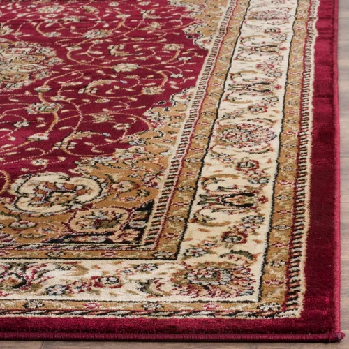 Vista 3 de Safavieh colección Lyndhurst LNH329A, tapete tradicional alargado Medallion color negro y marfil, de 2'3" x 12'., Polipropileno, Rojo/marfil