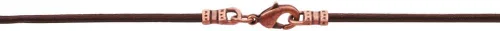 Vista 3 de Collar con cuerda de cuero marrón fino de 1.8 mm, cobre antiguo