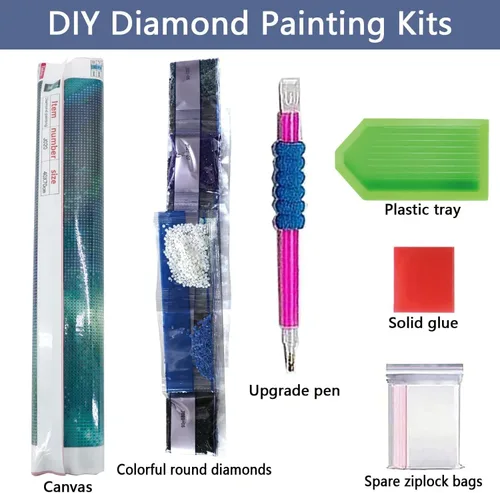 Vista 6 de Kits de arte de diamantes para adultos, kits de pintura de diamantes de paisaje lunar para principiantes, kits de arte de gemas de puntos