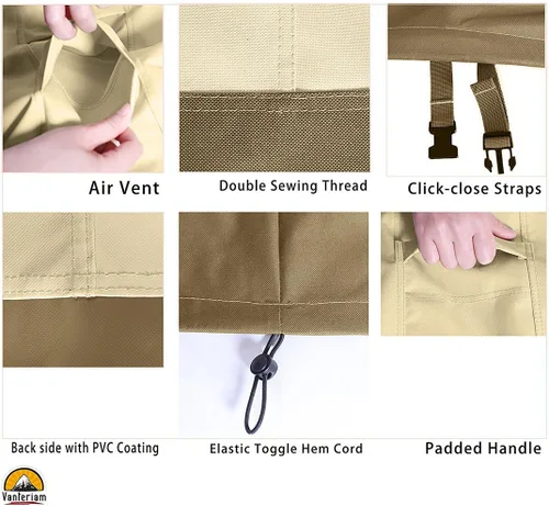 Vista 6 de Funda impermeable para muebles de exterior para sofá de 3 plazas, protección para todo tipo de clima, funda impermeable para sofá grande para patio