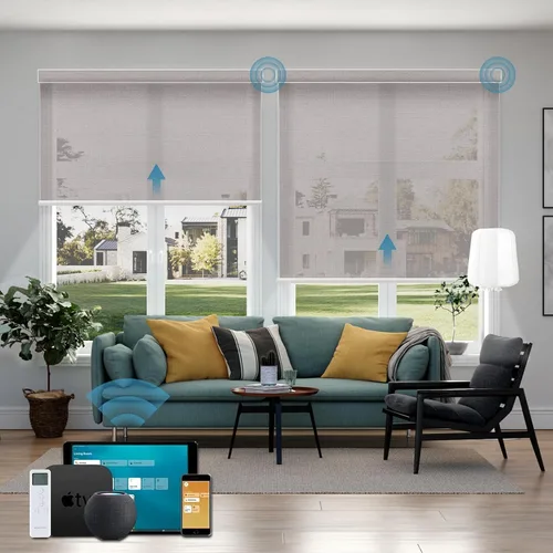 Vista 17 de Cortinas enrollables inteligentes de filtrado de luz motorizadas compatibles con HomeKit, persianas inteligentes para ventanas con 1% de apertura
