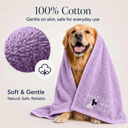 Vista 9 de DAN RIVER Paquete de 1 toalla para perro, 100% algodón, 20 x 40, ultra suave de 450 GSM, toalla súper absorbente y de secado rápido para perros