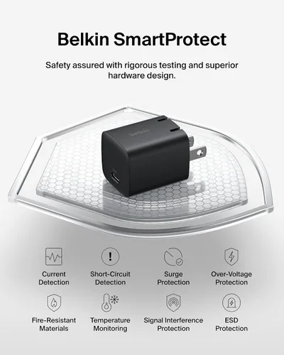 Vista 5 de Belkin Bloque de Carga USB C 25W (Paquete de 2) Incluye Cable USB C - Carga Rápida PD3.0 PPS para Samsung Galaxy S25, S24, Apple iPhone 17, Air