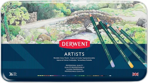 Vista 4 de Derwent Artists - Lápices de colores, núcleo de 0.157 in, lata de metal, 24 unidades (32093)