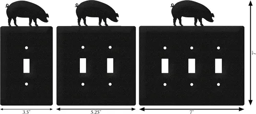 Vista 3 de SWEN Products Cubierta de placa de pared de cerdo (interruptor simple, negro)