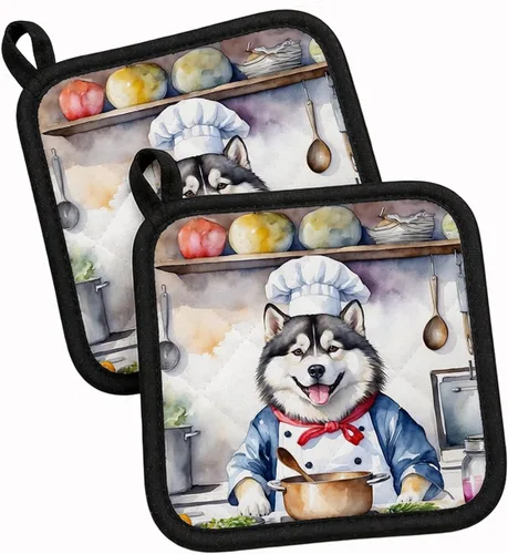 Vista 60 de Caroline's Treasures Coton de Tulear El Chef Par de Agarraderas de Ollas de Cocina Resistentes al Calor Juegos de Agarraderas de Ollas Almohadillas