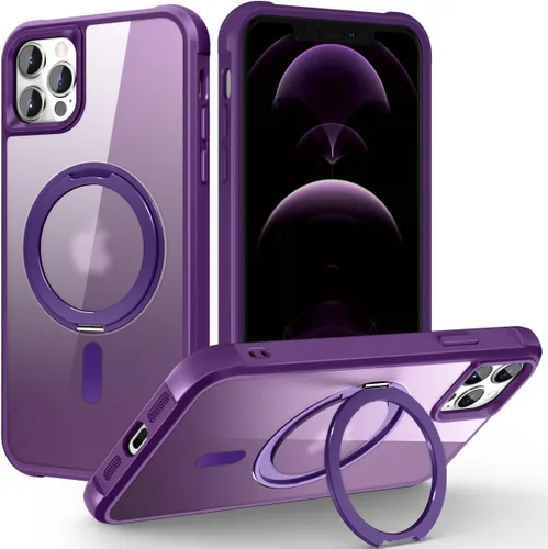Vista 20 de Funda para iPhone 11 con soporte de anillo magnético giratorio de 360° [compatible con Mag-Safe] [Protección de grado militar] Funda translúcida