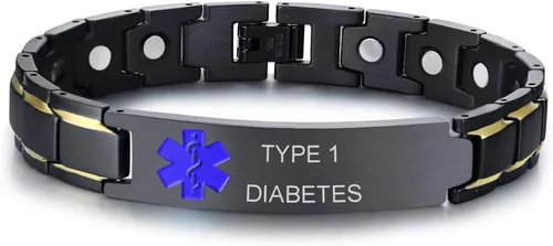 Vista 12 de XUANPAI Pulseras de alerta médica para hombres y mujeres con grabado gratuito ajustable de acero inoxidable para emergencias médicas