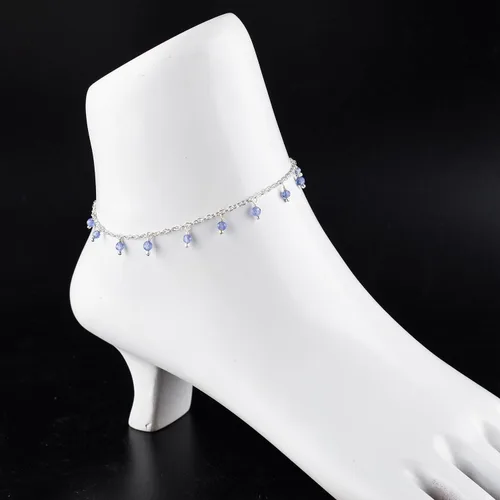 Vista 36 de Yanara Tobilleras de piedras preciosas para mujer, piedra natal natural, chapada en plata, joyería hecha a mano en 8.5 + 1.5 pulgadas, cristales