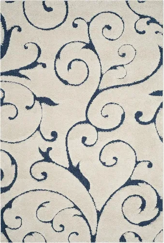 Vista 79 de SAFAVIEH Florida Shag Collection - Alfombra decorativa, 2 x 3 pies, color crema y beige, diseño de volutas, no desprende pelusa y fácil de limpiar