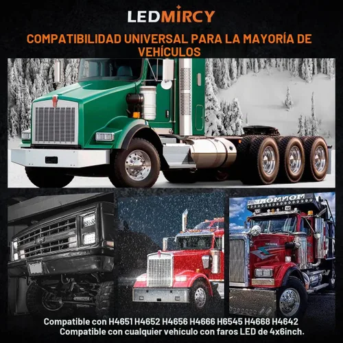 Vista 7 de LEDMIRCY 4x6 luces LED blancas de haz sellado alto/bajo rectangular 4 piezas 45W conjuntos de faros rectangulares para vehículos con H4651 H4656
