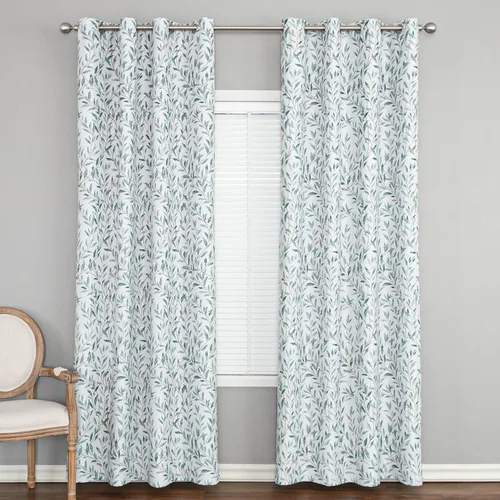 Vista 3 de Leeva Cortinas 80% opacas para dormitorio, tratamiento de ventanas rústicas para habitación de granja, 2 paneles con ojales en la parte superior