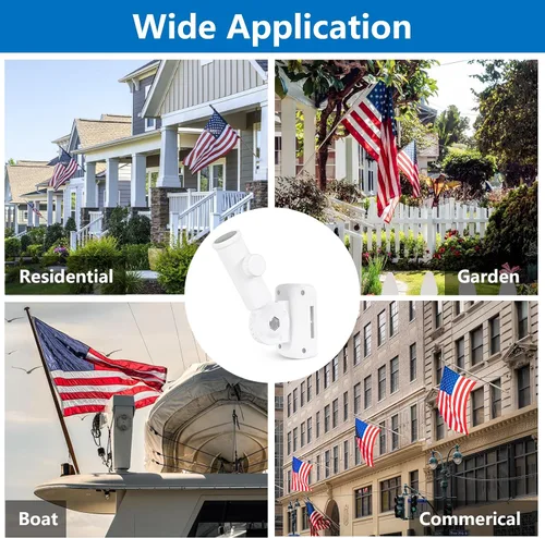 Vista 6 de Soporte ajustable para mástil de bandera, soporte para poste de bandera para exterior de la casa, aluminio resistente, soporte de montaje de poste