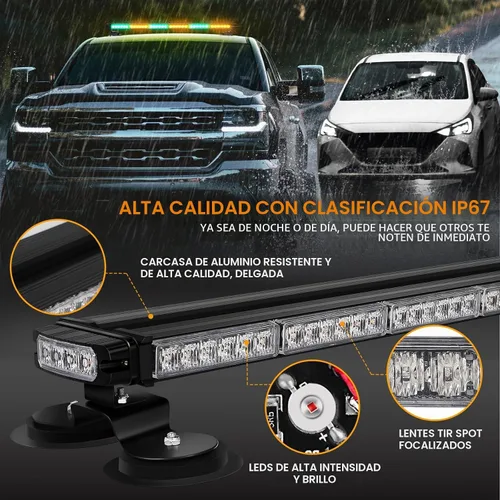 Vista 3 de XRIDONSEN 28.4 "80 LED techo barra de luz estroboscópica luces magnéticas Ámbar/Verde