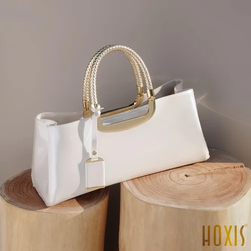 Vista 3 de HOXIS Bolso de hombro brillante de falso cuero patentado, estructurado, para mujer, para fiesta nocturna, bolso tipo morral