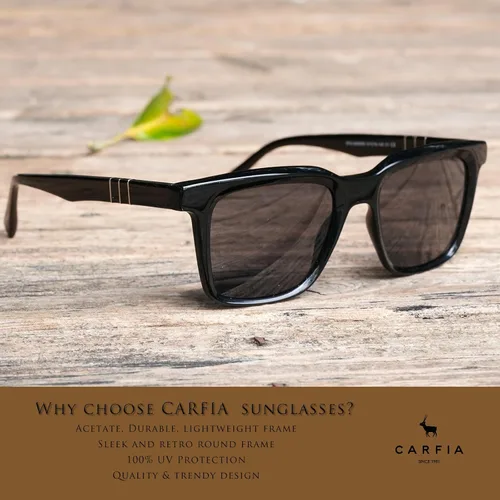 Vista 3 de CARFIA Small Square Polarized Sunglasses for Men UV400 Protection Acetate Retro Shades Driving Glasses