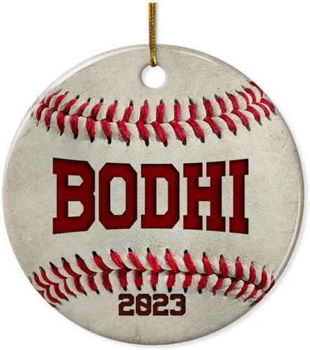 Vista 13 de SANDJEST Adorno de béisbol personalizado con nombre y número, adornos de cerámica 2024 para niños, entrenadores, fanáticos del béisbol, ideas