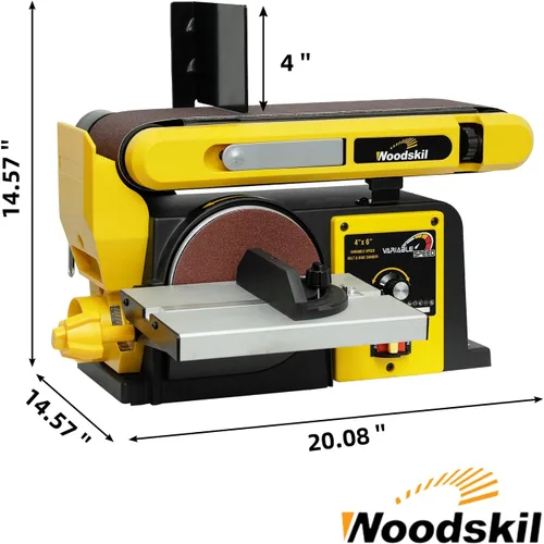 Vista 7 de Woodskil Lijadora de disco de banda de velocidad variable, correa de 4 x 36 pulgadas y disco de 6 pulgadas 3A Máquina combinada de lijadora
