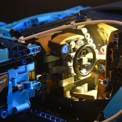 Vista 5 de GEAMENT Kit de luces LED versión mejorada para Technic Bugatti Chiron – Compatible con el modelo de construcción de autos de carreras Lego 42083