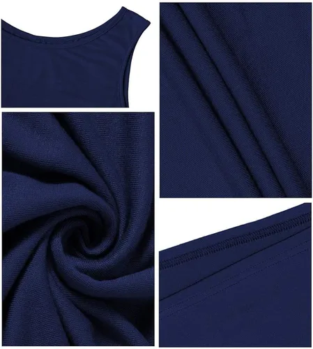 Vista 4 de CATHY Camiseta sin mangas de verano para mujer, estilo casual, plisada, holgada, cómoda