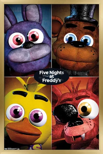 Vista 8 de Trends International Five Nights at Freddy's - Póster de pared cuádruple, 14.725 x 22.375 pulgadas, versión con marco de madera tipo granero