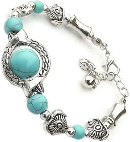 Vista 2 de Pulsera de cadena de muñeca con dije de moda para mujer, pulsera de lujo con cuentas de verano, diseño clásico turquesa, pulseras de Navidad