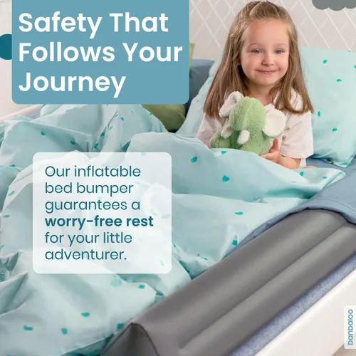 Vista 2 de Protector de cama inflable para niños - Protección contra caídas infantiles, riel inflable de cama de viaje, para camas plegables, individuales