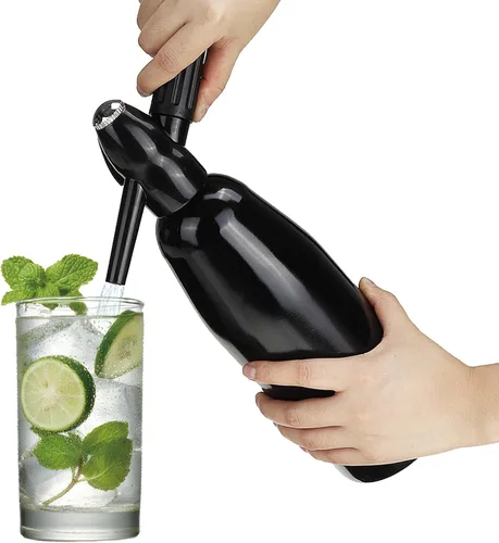 Vista 5 de Sifón de soda, máquina de agua carbonatada de 1 litro, máquina de refrescos, máquina portátil de agua con gas de aluminio para el hogar, bar, hacer