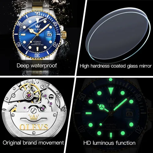 Vista 5 de OLEVS Reloj mecánico para hombre ahueca hacia fuera impermeable reloj de cuerda automático para hombres