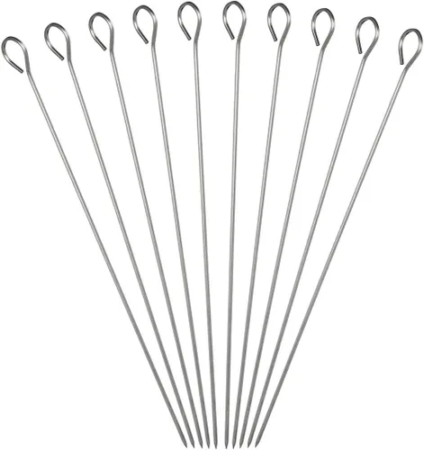 Vista 3 de Brocheta de acero inoxidable de 5.9 pulgadas para asar a la parrilla, palitos de cóctel, palillos de vidrio de Martini reutilizables, 50 piezas