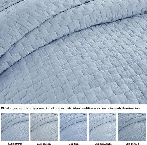Vista 6 de palassio - Juego de ropa de cama, 100% algodón, tamaño individual, 1 fundas de almohada, colcha ligera texturizada, estilo chic desgastado, suave
