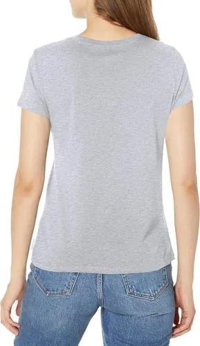Vista 2 de Calvin Klein Camiseta icónica de manga corta con cuello en V y monograma de aluminio para mujer