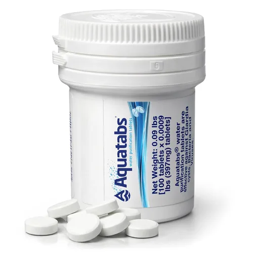 Vista 9 de Aquatabs Tabletas de purificación de agua de 49 mg (paquete de 30). Purificador de agua portátil para artículos esenciales de campamento,