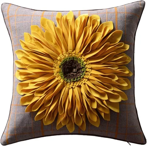 Vista 38 de OiseauVoler Fundas de almohada hechas a mano de 18 x 18 pulgadas, fundas de cojín de girasol 3D azules, fundas de almohada decorativas para sofá