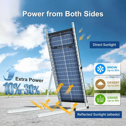 Vista 2 de Panel solar bifacial de 100 W, tipo N 12 V, 18 BB, 25 % de alta eficiencia A+ de celda monocristalina IP68, panel solar impermeable para caravana