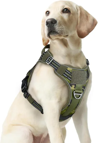 Vista 21 de rabbitgoo - Arnés para perros pequeño sin tirones, chaleco táctico de servicio con Molle y asa de control, arnés militar ajustable y reflectante