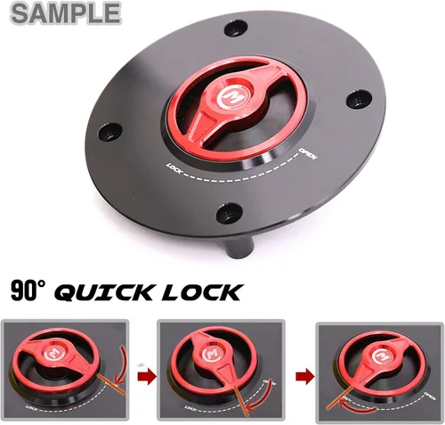 Vista 4 de Tapa de combustible de gas de liberación rápida CNC REVO negra compatible con GSX-R 600 97-03 GSX-R 750 96-03 GSX-R 1000 01-02 V Strom 650 1000