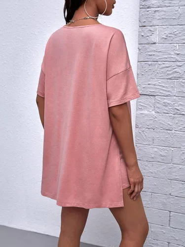 Vista 2 de OYOANGLE Conjunto de camiseta y pantalones cortos de maternidad de 2 piezas para mujer